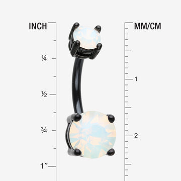 Detail View 1 of Colorline Brilliant Opalite Gem Prong Set Belly Button Ring-Black/White